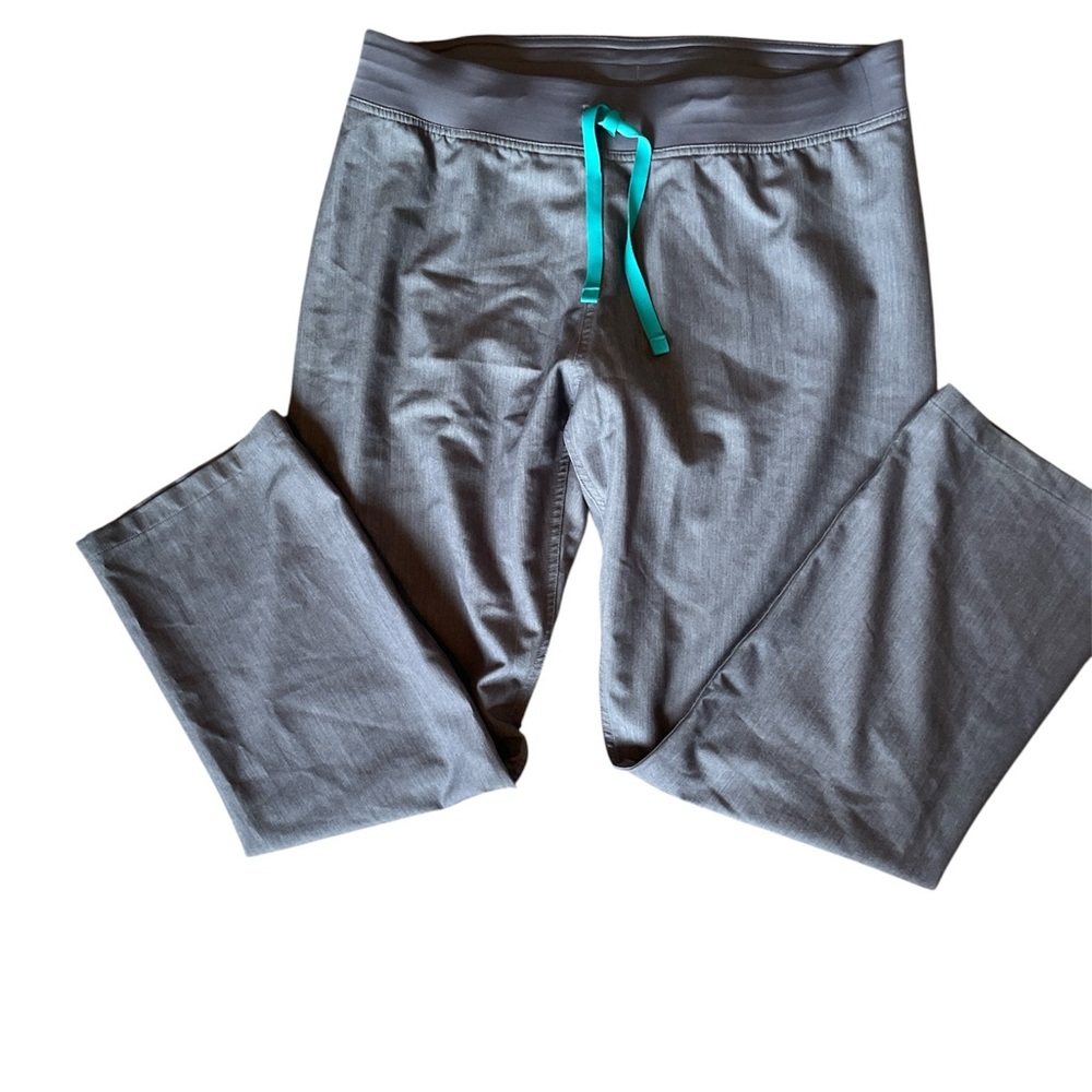 Figs Gray Scrub Pants with Teal Accent